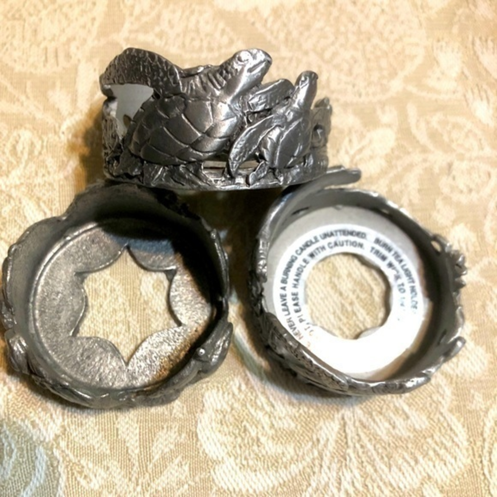 Encore USA made Pewter turtle tea light holder set of‎ 3